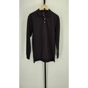 Quince Men Organic Cotton Long Sleeve Pique Polo Black Sleeved Top M